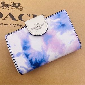 Coach Pink and Blue Tie-Dye Leather Wallet
